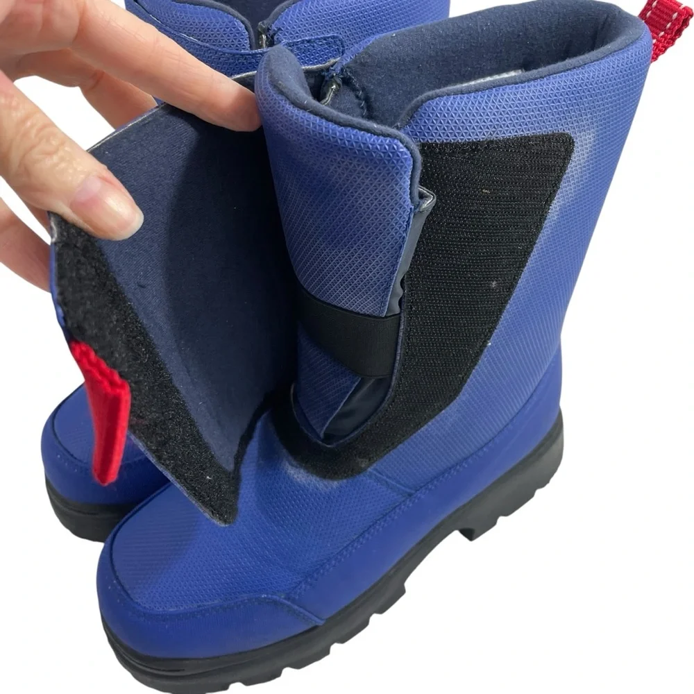 NEW L.L. Bean Winter Boots Big Kids Size 6 Blue Red Hook Loop Closure Waterproof